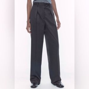 NWT 🆕ZARA Wool Blend PINSTRIPE MENSWEAR STYLE PANTS, SIZE XS, GRAY